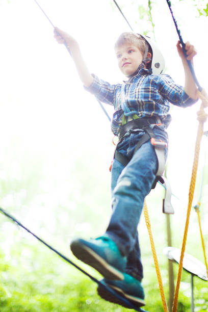istock The little boy climbing in the rope park 988766720