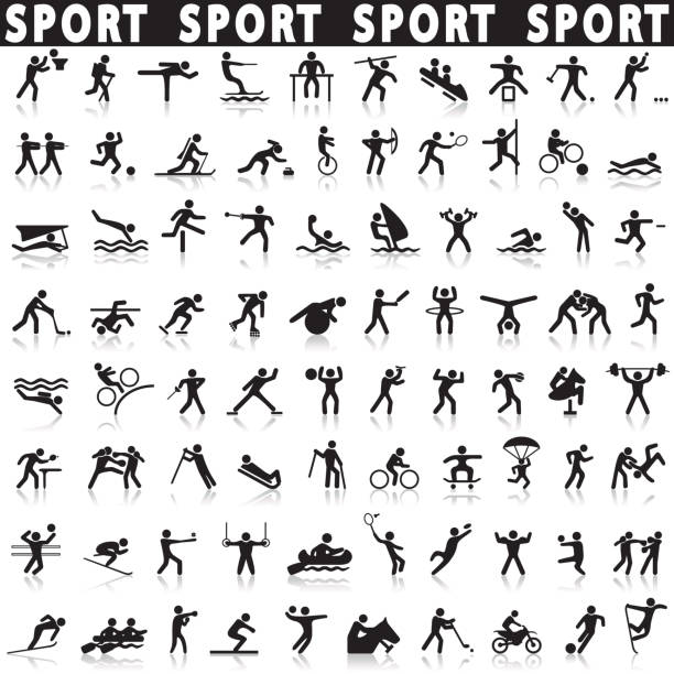 sports icons set. sports icons set on a white background with a shadow volleyball sport stock illustrations