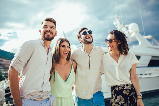 Group of friends on a yacht