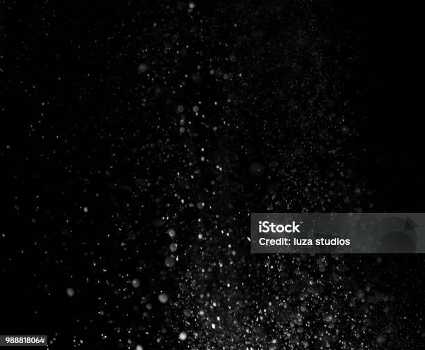 Dust Particles On Black Background Stock Photo - Download Image Now - Particle, Dust, Black Background