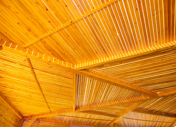 istock Pergola wood outdoor ceiling. 988821816