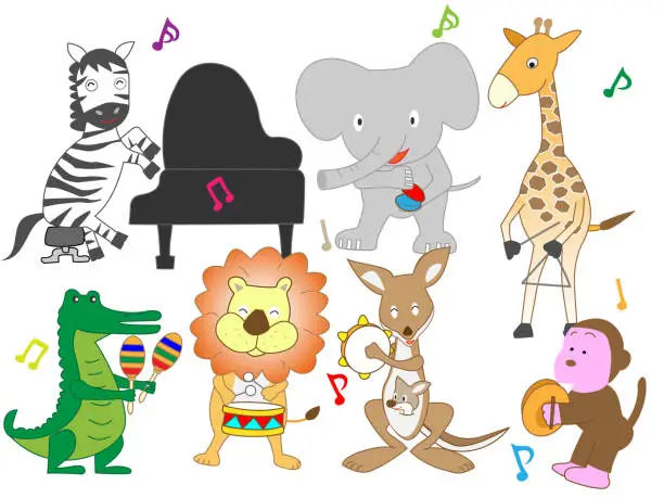 Vector illustration of animals music