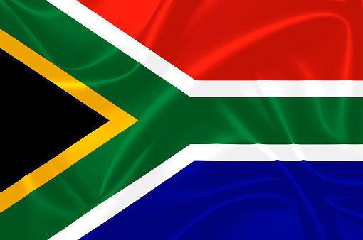 Illustration of South Africa waving fabric flag