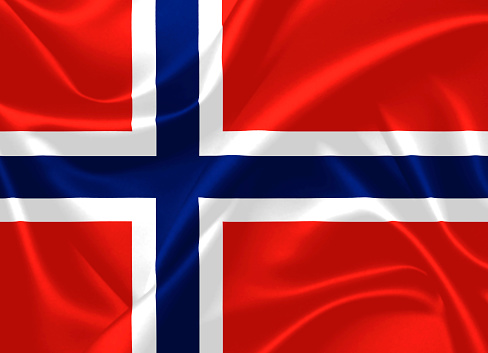 Illustration of Norway waving fabric flag