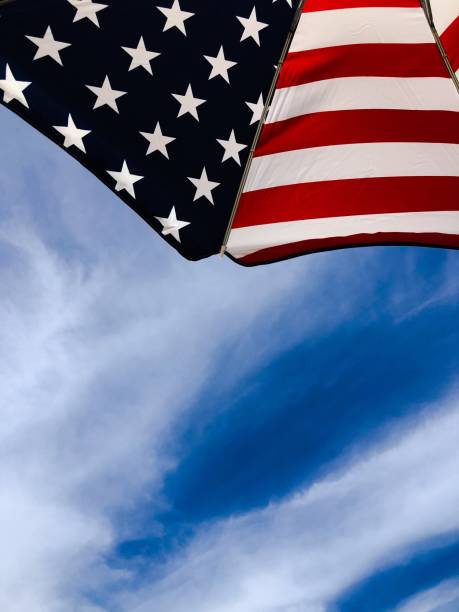 American Flag Beach Umbrella Bright Sky