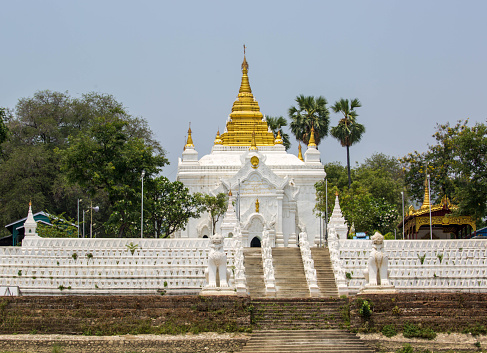 The Sat Taw Yar Pagoda on the banks of the Irrawaddy River (Ayeyarwady River) in Mingun.