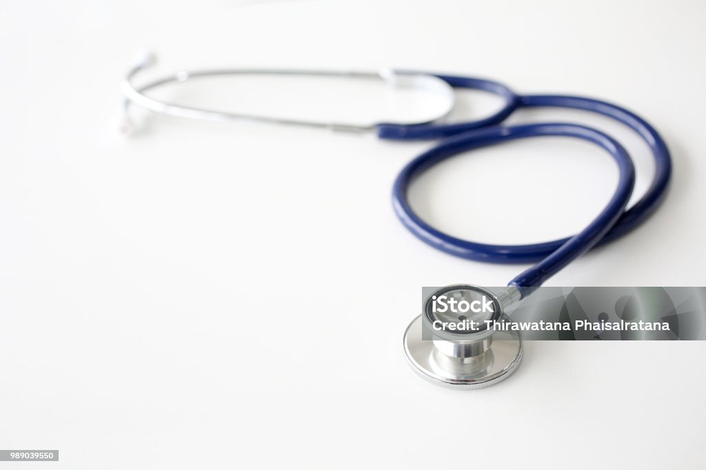 Medical and hospital concept. Stethoscope on white background. phonendoscope for doctor. Stethoscope bright background. Close up equipment medical Stethoscope. Selective focus. Stethoscope Stock Photo