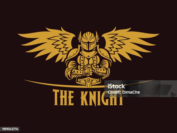 Warrior Knight With Wings Silhouette Stock Illustration - Download Image Now - Suit of Armor, Adult, Ancient