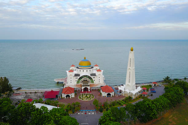 istock Majestic view of Malacca Straits Mosque during sunset 989051836