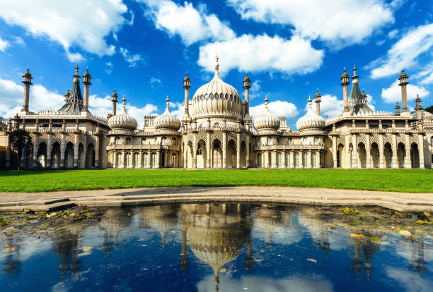 Beautiful sunny day of pavilion in Brighton England Brighton's Landscape brighton england stock pictures, royalty-free photos & images