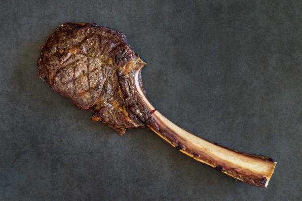 delicious tomahawk steak stock photo