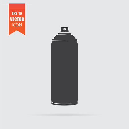 Spray icon in flat style isolated on grey background.