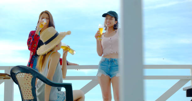 Young people having fun on the beach.