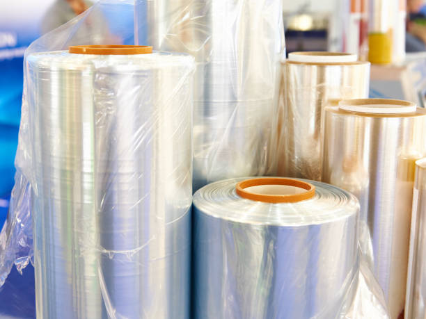 Rolls of plastic film Rolls of polyethylene plastic film polythene photos stock pictures, royalty-free photos & images
