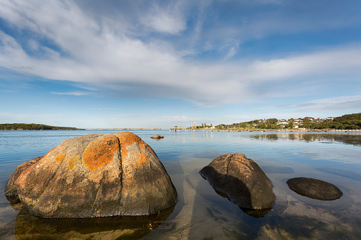 A peaceful scene across the Hardy inlet as the Blackwood river meets the ocean. Augusta, Western Australia.