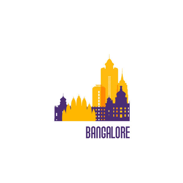 illustrations, cliparts, dessins animés et icônes de emblème de ville de bangalore. bâtiments colorés. illustration vectorielle. - bangalore india business building exterior