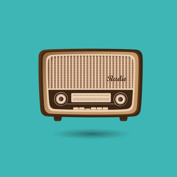 retro style radio vintage radio vector set , equipment , antique, classic, retro analogue radio stock illustrations