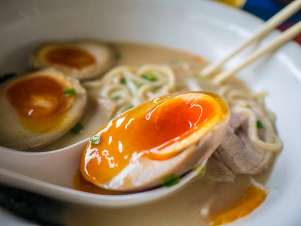 Soft boiled egg Toping on the Japanese ramen