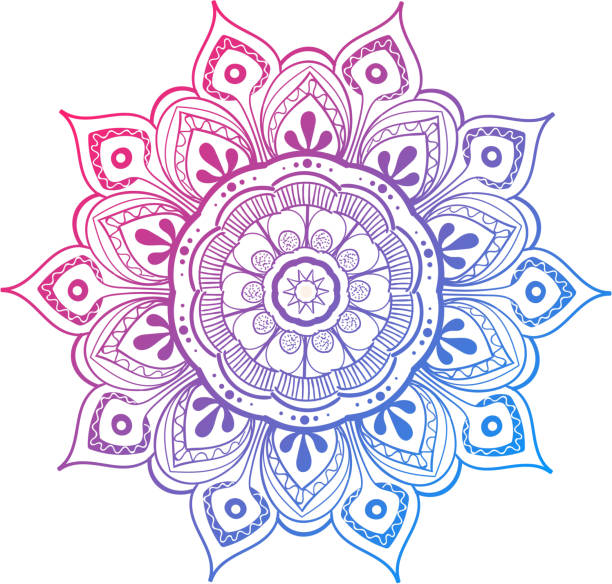 Mandala Vector Design Element. Round ornament decoration. Colorful flower pattern. Stylized floral motif. Complex flourish weave medallion. Tattoo print vector art illustration