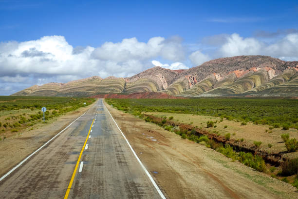 The beautiful road through the rugged and colorful mountains on the way from Fiambalá to the Paso San Francisco mountain pass, Catamarca Province, northwest Argentina