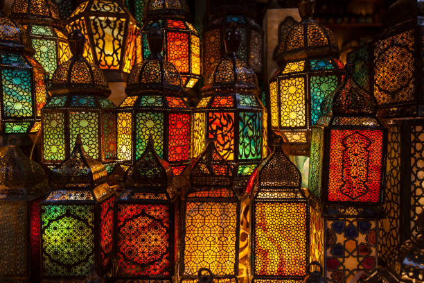 istock lighting with colors on muslim style's lantern 989259972