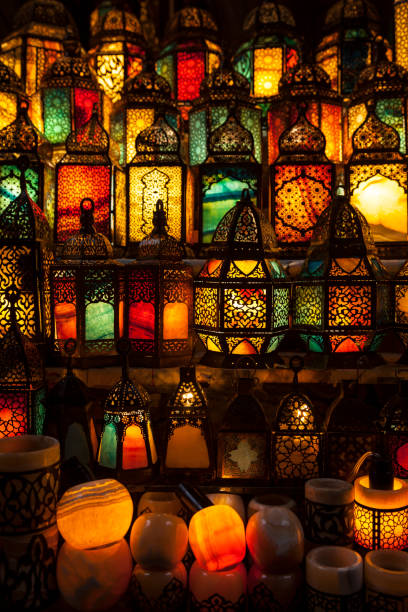 istock lighting with colors on muslim style's lantern 989259980