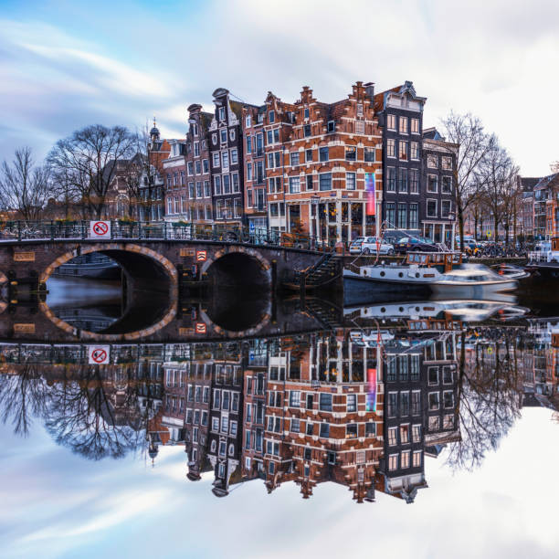 Long exposure, Amsterdam Tranquil Canal Scene, Netherlands