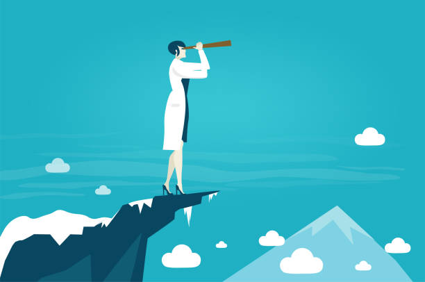 istock Woman Scientist looking with the telescope for future opportunity and discovery 989270126