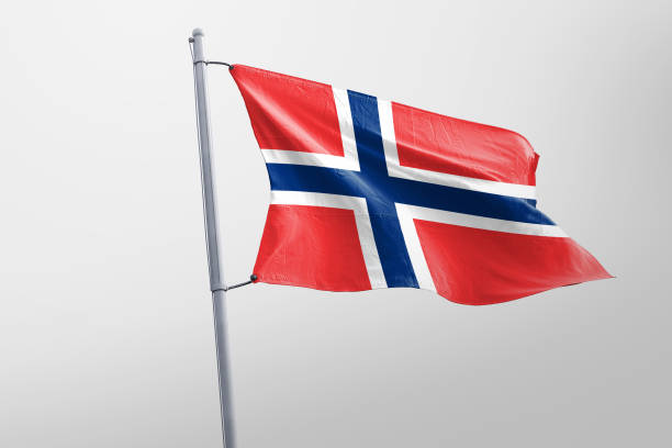 isolierte noway fahnenschwingen, 3d realistisch norwegen flagge gerendert - 1905 stock-fotos und bilder