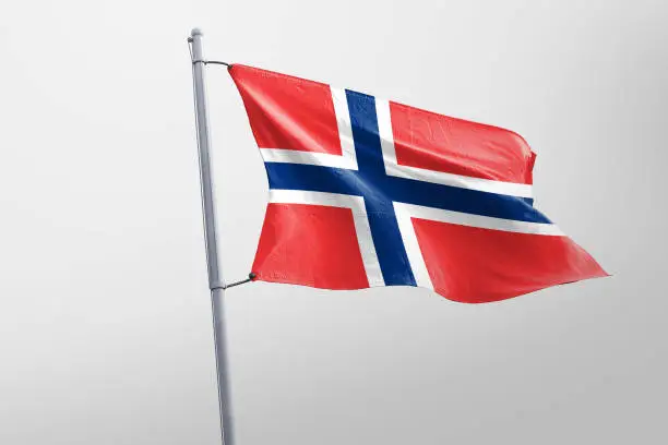 Isolated Noway Flag waving, 3D Realistic Norway Flag Rendered