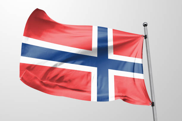 istock Isolated Noway Flag waving, 3D Realistic Norway Flag Rendered 989270716