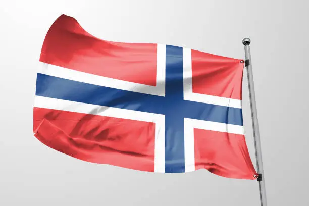 Isolated Noway Flag waving, 3D Realistic Norway Flag Rendered