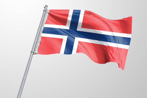 istock Isolated Noway Flag waving, 3D Realistic Norway Flag Rendered 989272042
