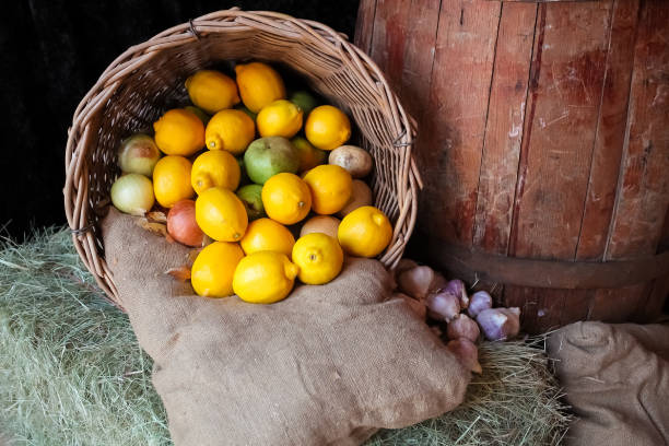 istock Basket of fruit for display purposes 989280774