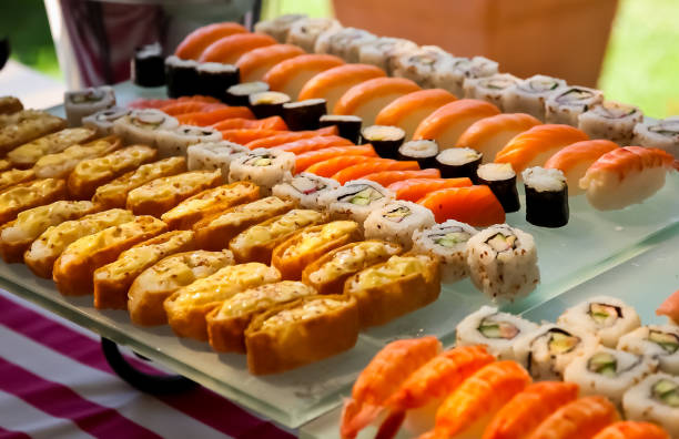istock Fresh sushi for catering at a gala dinner 989280858