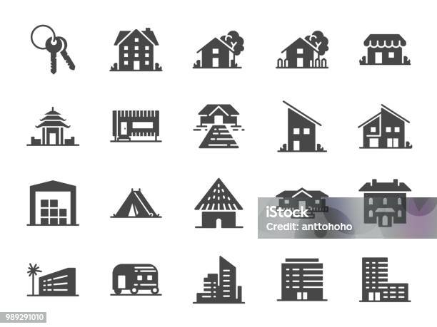 Property Icon Set Included Icons As Hotel House Home Resort City Accommodations Travel And More Stock Illustration - Download Image Now