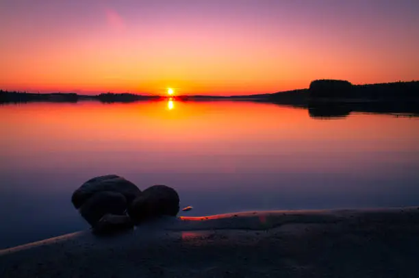 Photo of Summer night lake view from Sotkamo, Finland.