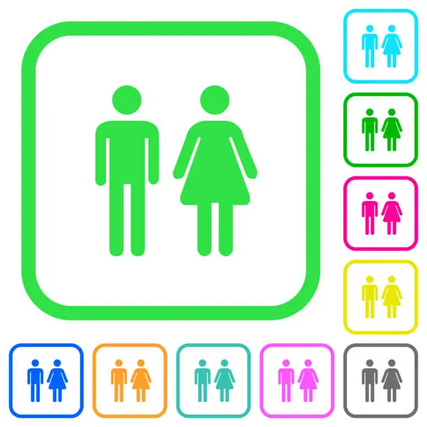Vector illustration of Male and female sign vivid colored flat icons