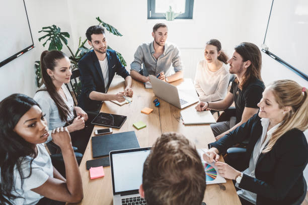 istock Corporate meeting discussions in the office 989315226