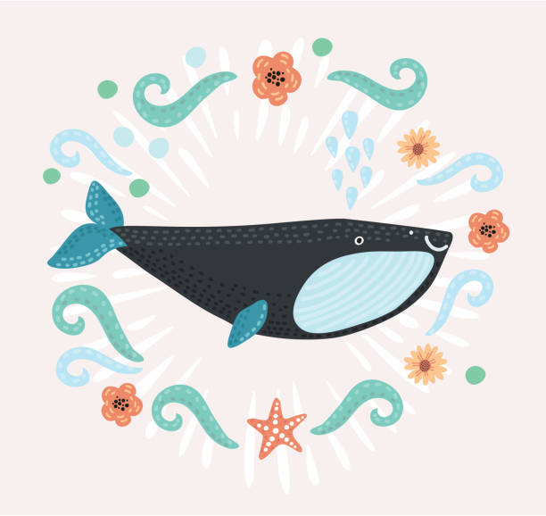 istock Illustration of cute cartoon whale 989320548