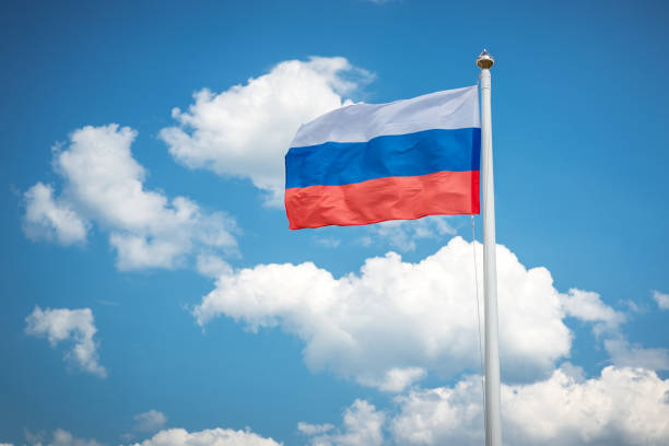 istock Russian flag in the sky 989329338