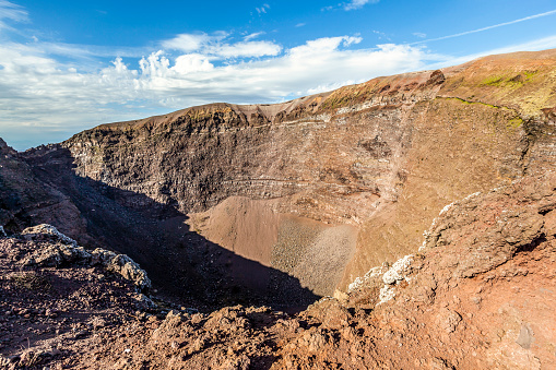 amazing mount vesuvius volcano crater in italy, europe.