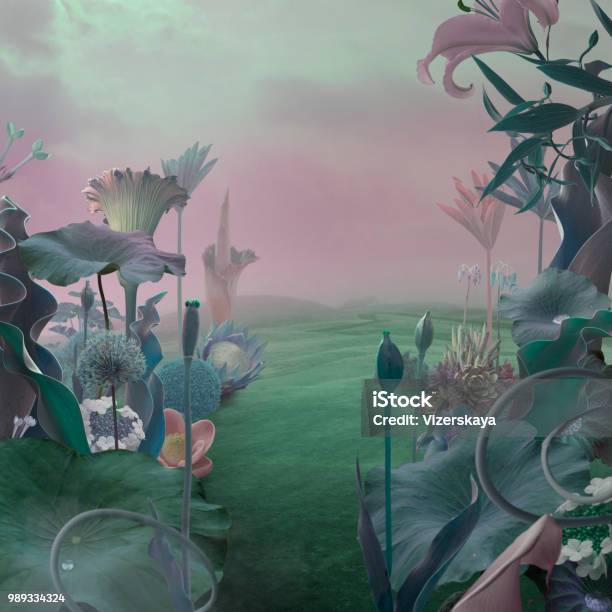 Surreal Garden Background Stock Photo - Download Image Now - Surrealism, Surreal, Fairy