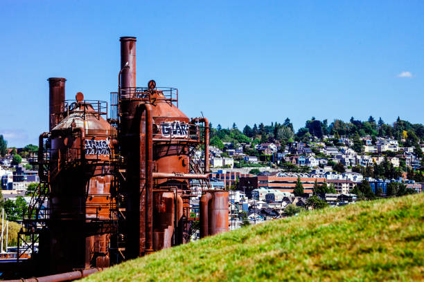 Seattle, Washington, USA - May 25, 2018: View to Eastlake districy from Gas Works Park.