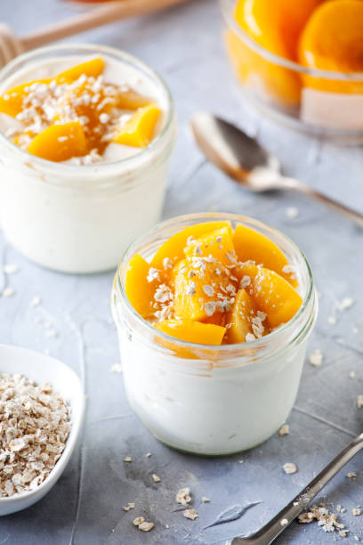 istock Yogurt With Poached Organic Peach 989357878