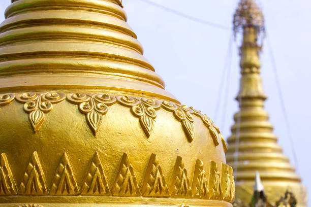 Detail of the gold pagodas at the Swam Oo Pon Nya Shin Pagoda on Sagaing Hill.