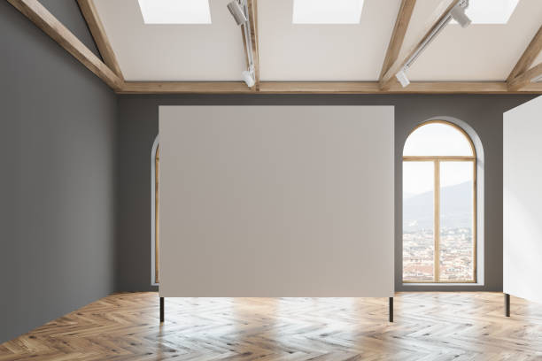 istock Mock up poster gallery in the attic 989370998