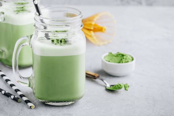 istock Green Tea Matcha Frappuccino in mason jar 989406284
