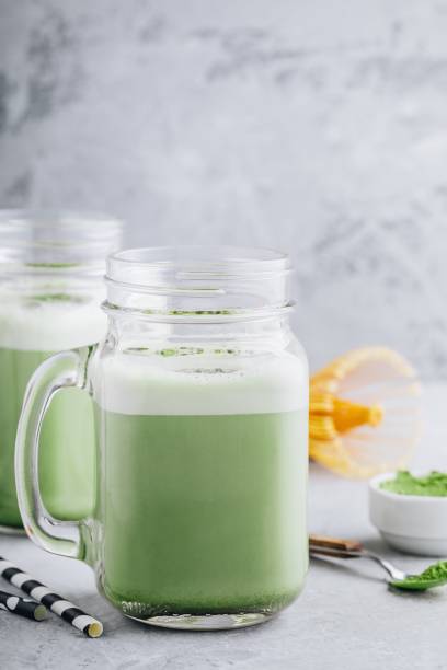 istock Green Tea Matcha Frappuccino in mason jar 989407518