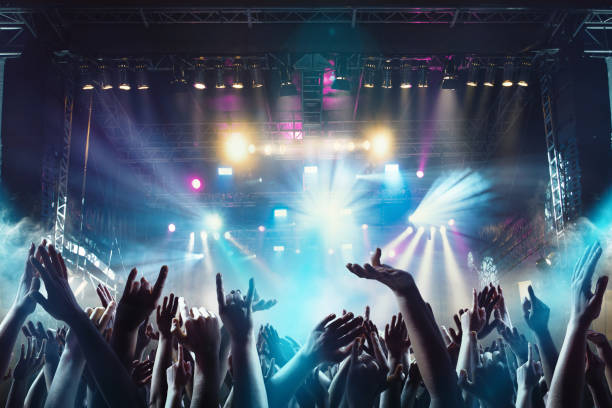 crowd at a music festival crowd at a music festival cheering photos stock pictures, royalty-free photos & images